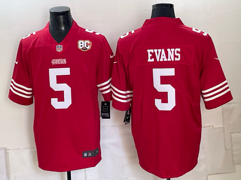 Men 2026 Nike San Francisco 49ers #5 Evans Red NFL Jersey 1023001->san francisco 49ers->NFL Jersey